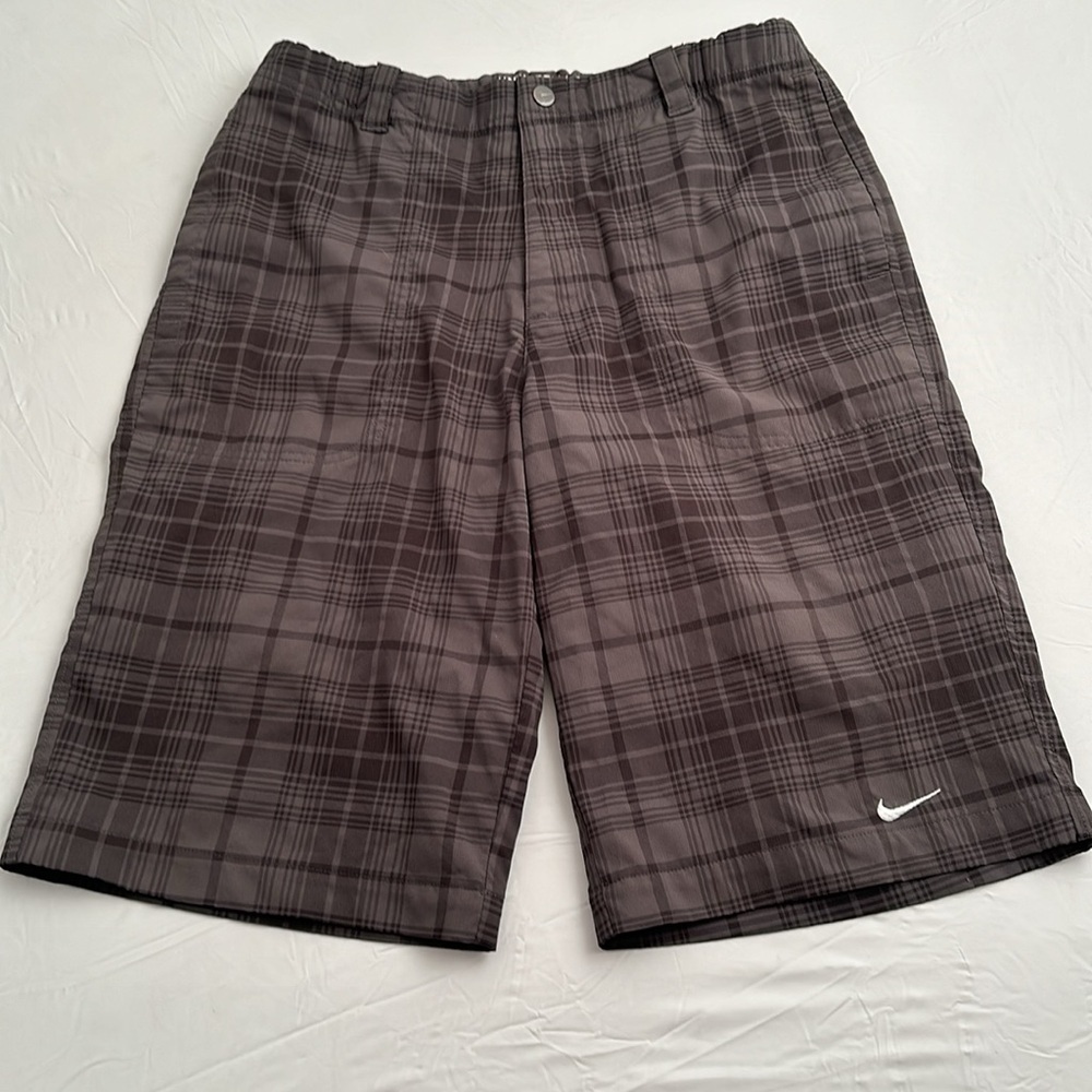Nike Golf gray plaid adjustable waist shorts